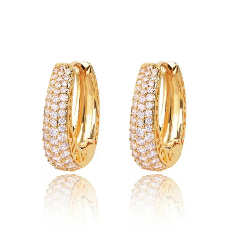 Statement Gold Hoop Earrings with Cubic Zirconia