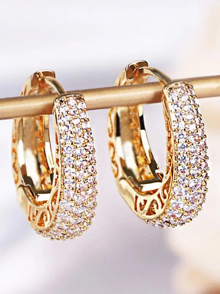 Statement Gold Hoop Earrings with Cubic Zirconia