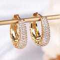 Statement Gold Hoop Earrings with Cubic Zirconia