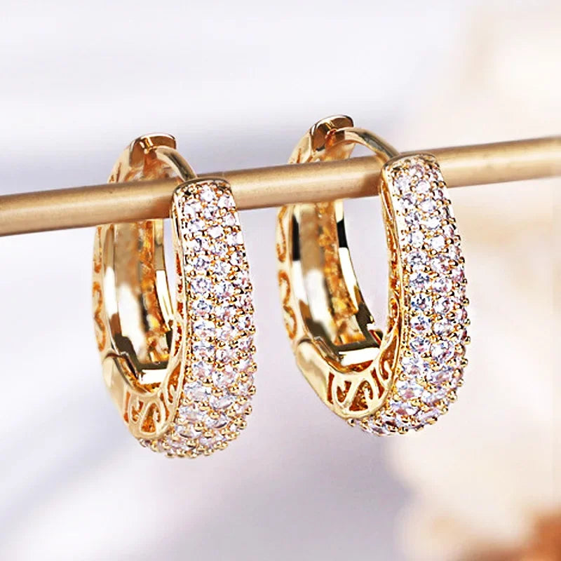 Statement Gold Hoop Earrings with Cubic Zirconia