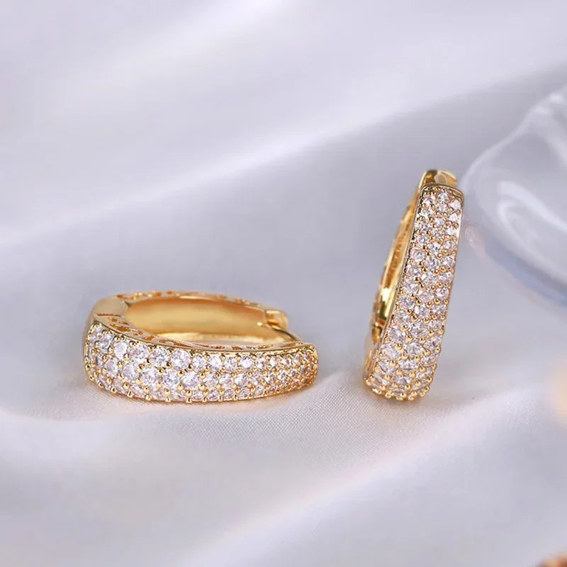 Statement Gold Hoop Earrings with Cubic Zirconia